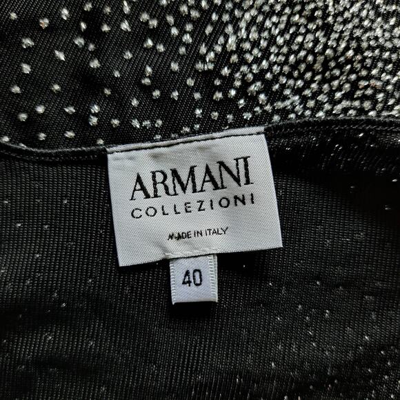 Armani Collezioni Vintage 90s Black Galaxy Glitter Bomb Top Cap Sleeve Tee Sz 4 - Picture 4 of 10